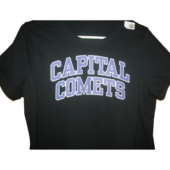 Capital University T-Shirt Size M Black & Purple SS Cotton Campus Girls Guys NWT - Picture 2 of 4
